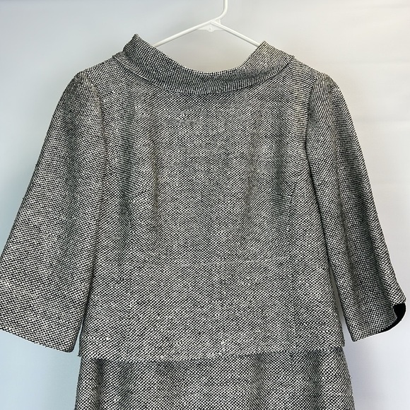 Talbots Petites Pure Silk Tweed Black White Dress Classic - Picture 6 of 13
